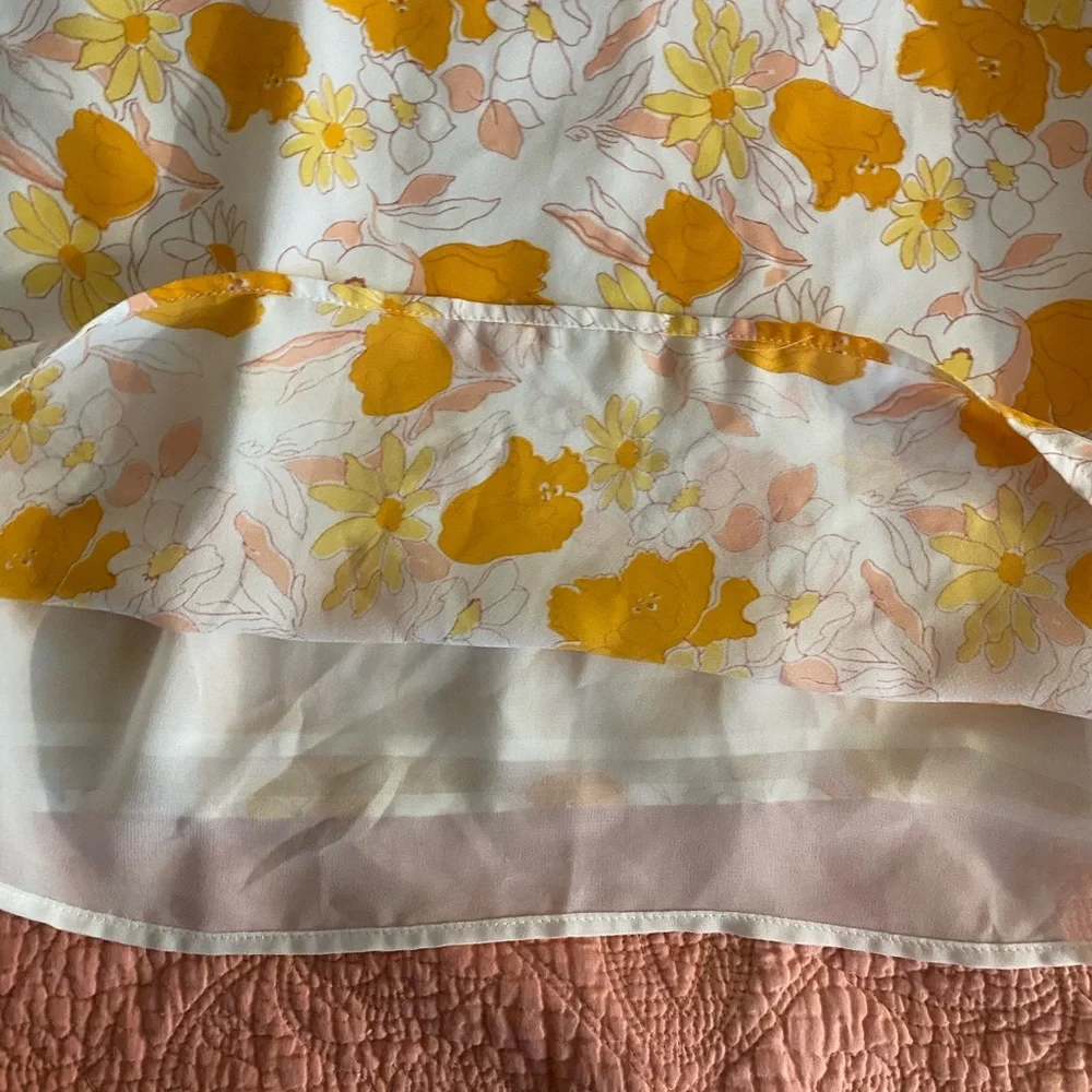 LOFT white and orange sleeveless top. Lined. Women’s size large. - Picture 4 of 6